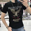 Men's T-shirt 2022 New Fashion Designer Eagle Shiny Printed Bead Mercerized Cotton Short Sleeve Male Slim Casual Tees Man Clothing M-4XL