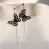 Chandelier enveloppe vintage Black Butterfly Long Tassel Drop Earrings For Women Lace Made Fashion Fashion Party Bielry Giftsdangle