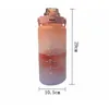 2L Large Capacity Water Bottle With Bounce Cover Time Scale Reminder Frosted Leakproof Cup For Outdoor Sports Fitness 220423