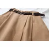 SURMIITRO Autumn Winter Mid-Length Skirt Women Korean Style Super Quality Black High Waist Midi Long Female With Belt 220318
