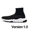 Designer sock shoes men women Graffiti White Black Red Beige Pink Clear Sole Lace-up Neon Yellow socks speed runner trainers flat platform sneakers casual 36-45