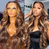 Lace Wigs Body Wave Front Wig Brazilian Brown Colored Human Hair For Women Honey Blonde Highlight 30 32Inch Glueless WigsLace