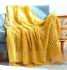 Cobertores cobertores nórdicos de malha nas camas borla Tassel Color Sold Travel Sofá Nap ar condicionado Escritório suave Siesta Shawl Blankankets