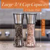 2 pieces Pepper Grinder Mills Set Stainless Steel Salt and Spice Adjustable Ceramic Grinders