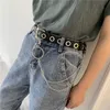 Gürtel Frau Mode Für Frauen Rock Bund Schwarz Kunstleder Silber Legierung Stern Pin Metall Kette Chunky Fransen Strap Gürtel JeanGürtel