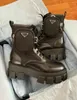 Eleganti marchi invernali Stivali da combattimento in nylon monolito in pelle spazzolata Calzature con suola robusta Stivaletti da moto Comfort Walking EU35-40