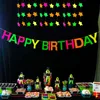 Décoration de fête 4m lumineux Fluorescent anniversaire bannière papier étoile guirlande lueur dans le noir fournitures Festival accessoires fête