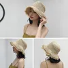 Широкие шляпы летних женщин вязаная вязаная соломенная шляпа Wavy Sunscreen Beach Cap Sunhat Outdoor Anti UV Bowknot Sun Panama What What What Whits22