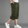Knee Length Cargo Shorts Mens Summer Casual Cotton Multi Pockets Breeches Cropped Short Trousers Military Camouflage 220614