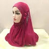Ethnic Clothing H357a Beautiful Muslim Girls Hijab With Flower Chains Pull On Amira Islamic Scarf Head Wrap Turban Caps Shawl