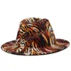 Tiger Stampa Fedora Hat Women Men Wide Brim Hats Woman Hat Hat Fedoras Man Fashion Cap Casual Female Maschio Top Coperture Caps
