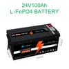 24V 100Ah LiFePO4 lithium battery with voltage display BMS, suitable for boats, golf carts, forklifts, solar energy and campervans