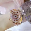 Montres-bracelets Femmes Montres Lady Diamant Pierre Robe Montre Or Argent En Acier Inoxydable Rhineston Montre-Bracelet Femme Cristal WatchWri244n