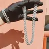 Kedjor Hip Hop 20mm 2st -kit Iced Out Full Rhinestone Men's Thorns Prong Cuban Link Armband Chain Halsband för män Kvinnor Juvelrychains