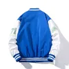 Bordado da jaqueta do time do colégio homem Mulheres letra de jaqueta vintage Moda de beisebol masculino Spring Autumn Windbreaker coreano azul verde T220816