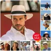Justerbar klassisk Panama Hathandmade i Ecuador Sun Hats Women Man Beach Straw Hat For Men UV Protection Cap 220617