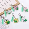 Keychains Wrap green code cartoon cute acrylic key chain frog jade osmanthus text epidemic prevention Horse Pendant