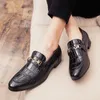 Loafers Men Shoes PU Leather Solid Color Round Toe Flat Casual Fashion Metal Buckle Decoration Classic Gentleman British Business Dress Shoes HM341
