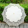 Lace Parasols Craft Umbrella Umbrella Cotton Hook Flower Dance Wedding Straight Wooden Handle Beige Parasols