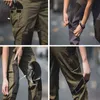 Męskie spodnie taktyczne żołnierza wojskowego Trochę treningowe Solidne swobodne streetwear Multi Pockets Airsoft Game Odzież L220706