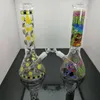 Glass Pipe Oil Burner bong hookah European and American hot selling thickened printed cartoon glass water bottle
