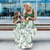 Nashakaite Mom e filha vestido de retalhos de retalhos de folhas verdes vestido longo vestido longo para mãe filha de verão Família combinando roupas 220531