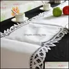 Стол -бегуны ткани дома текстиль сад 16x70 "Европейский классический декор белый вязание шарнир