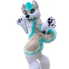 Halloween Fursuit Disfraces de mascota de perro Husky de pelo largo Ropa de mascota de dibujos animados de alta calidad Rendimiento Carnaval Tamaño adulto Ropa publicitaria promocional