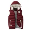 Men's Vests Men Winter Hat Detachable Down Vest Casual Waistcoat Sleeveless Jackets Male Hooded Outwear Warm Coats WindproofMen's Luci22