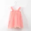 Barnklänningar Princess Gradient Sling Mesh Dress for Girls Summer Clothing Long-Sleeve Kids Dress G220428