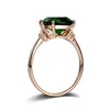 Anneau émeraude plaqué en or rose 18K pour femme Gemstone Wed Green Crystal Ring