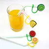 Accesorios de pajita de silicona para frutas personalizadas, abalorios de cubierta, tapón de polvo para beber reutilizable a prueba de salpicaduras, pajita decorativa de 8mm