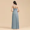 Designer Bridesmaid Dresses 2022 Sexig spaghetti -rem av backless veckor Ruffles Chiffon Long Maid of Honor -klänningar Evening Prom Wears Custom Made BM3008