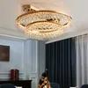 Lámpara de techo moderna para sala de estar, candelabro de techo Led dorado de cristal para dormitorio, diseño Redondo, decoración del hogar, luz de techo