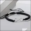 Linkketen armbanden sieraden handgemaakt mode nummer 8 charmelarmband voor vrouwen aanpassen sier vergulde oneindigheidssymbool zwart dhmf2