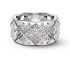 Coco diamanten geruite ring voor mannen en vrouwen Ins nieuwe ch22el spiegel vergulde diamanten paar bandringen hoge kwaliteit sieraden gift48919171501