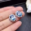 Lockets Blue Crystal Topaz Aquamarine Gemstones Diamonds Pendant Necklaces Rings Earrings For Women White Gold Silver Color Jewelry Sets