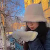 Stingy Brim Hats Hat зимняя женская мода Сплошной цвет меха кролика шапка ведро шапка рыбаки ретро вязаная шерсть панама шапочка 220829