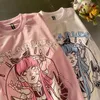 T-shirt da donna T-shirt Goth pastello per donna Ragazza Harajuku Tshirt Fairycore Abbigliamento Rosa Anime Grafica Gotica Fata Grunge Dropship