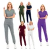 YL038 Grey's Anatomy Hospital Uniform Beauty Salon Women's Two Piece Solid Spa Threaded Clinic Work Suits Tops+Pants Unisex Scrubs Pet Nursing