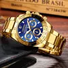 Montres-bracelets Chenxi Montre d'affaires de luxe Hommes Montres en or Visage vert Cadran lumineux Bracelet en acier inoxydable Quartz Reloj HombreMontres-bracelets