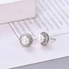 Diamond Pearl Earring Studs Ear Ring Earings Fashion Versatile Platinum Plated Black Craft Trend Silver Needle B56H