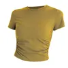 Lu Align nieuwe slim-fit zomer dames yogakleding T-shirt Fitness sport show dun casual ronde hals persoonlijkheid taille training korte mouwen