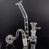 Mini Dab Rigs Pipes 14mm Female Glass Drop Down Adapter J-Hook Munstiece Ash Catcher Hookahs Rökning Vattenrör med oljebanger Nail eller Tobacco Bowl