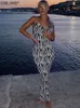 Zebra Striped Summer Maxi Dress For Women Spaghetti Strap Backless Long Beach Dress Boho Sexy Formal Party Dresses 220510