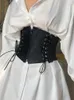 Kemerler Gotik Siyah Kıyafet Korse Seksi Underbust Sivan Deri Fermuar Bandaj PU Cummerbund Kadın Sokak Giyim Estetik Bel Shaperbelts Smals