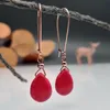 Dangle & Chandelier Boho Water Drop Shape Simple Large Ear Buckle Copper Red Pine Stone Long Earrings For Female Accessories Fashion Trendy