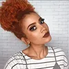 Ginger Brown Bronde 100% Human Hair Ponytail Afro Puff Drawtringwith Clips para mulheres negras Mulheres curtas Curly Kinky Ponytail Color 350#