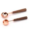 15ml Rosegold Measuring Spoons Cups Tool with Wood Handle Stainless Steel Mirror Polished for Dry and Liquid Ingredients Kitchen Cooking Baking