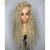 Spetsspår 613 Blond Curly Human Hair Wig Full Transparent HD Deep Waval Frontal Brasilian Pre Plucked Front Water Tobi2244087808300629